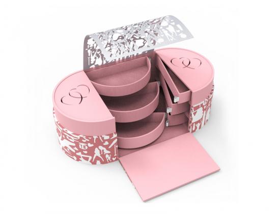 caixa de papel rosa